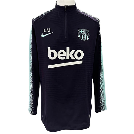 Lionel Messi Training Warm-Up Worn Nike Vaporknit FC Barcelona Drill Top 2018/19