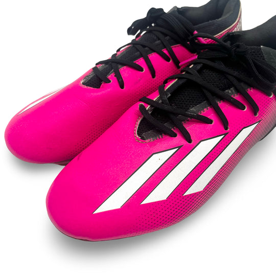 Lionel Messi Match Worn, Photo-Matched, 3 Goals Scored, Adidas X Speedportal.1 2022/23 - 1st Pair Worn As World Champion