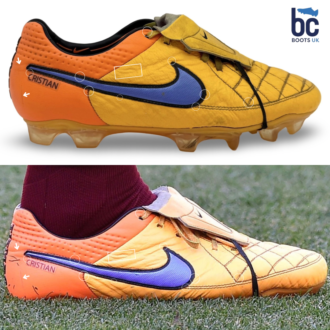 Francesco Totti usado em jogo, 3 gols marcados, incluindo 299º gol da carreira, Nike Tiempo Legend V com foto combinada - 2014/15