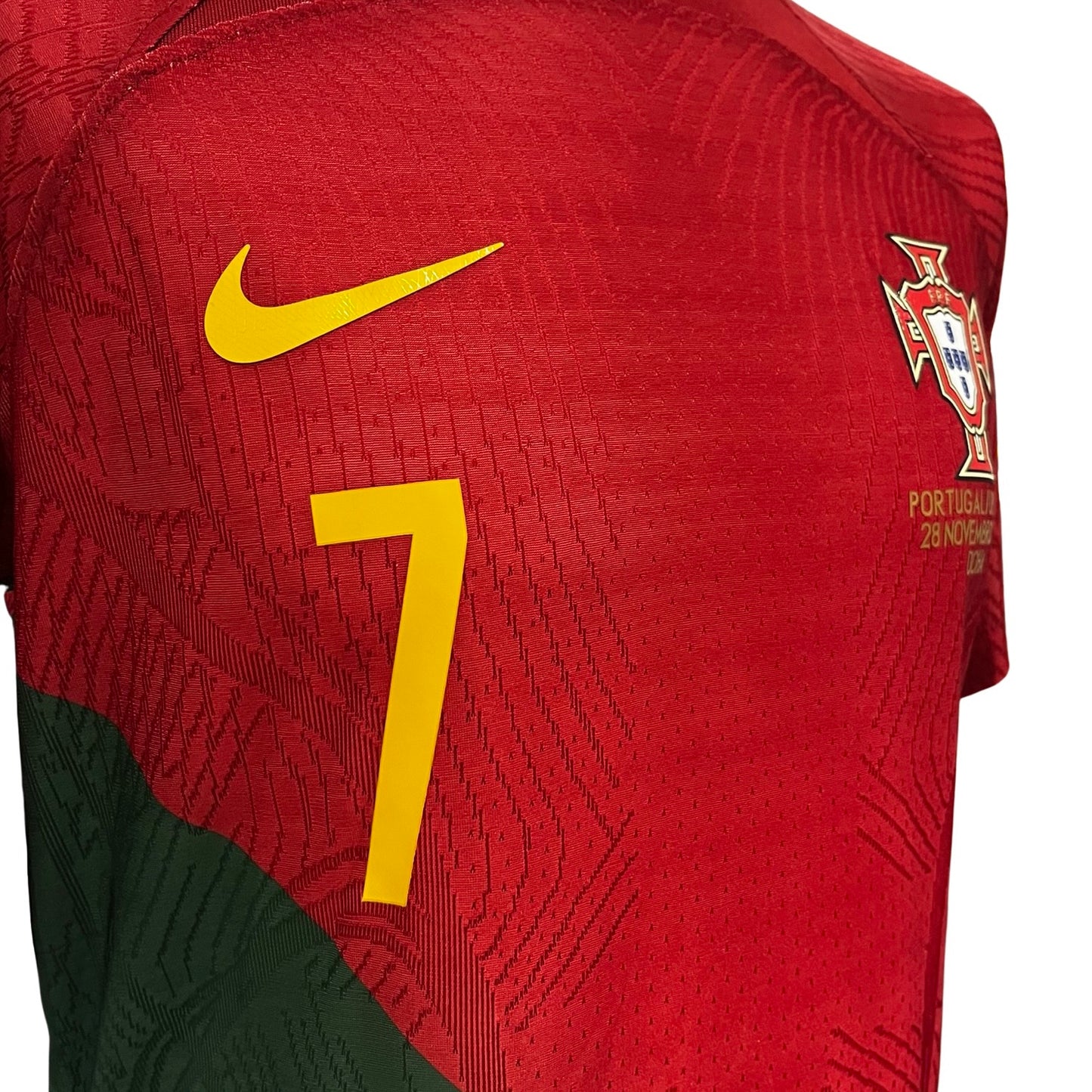 Jogo de Cristiano Ronaldo emitido Nike DriFit ADV Shirt Portugal vs Uruguai 2022 FIFA World Cup