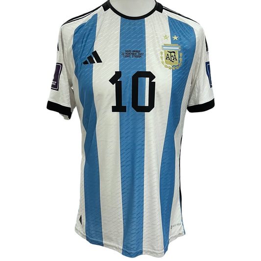 Jogo de Lionel Messi emitido adidas HEAT. Camisa RDY Argentina x Arábia Saudita Copa do Mundo FIFA 2022