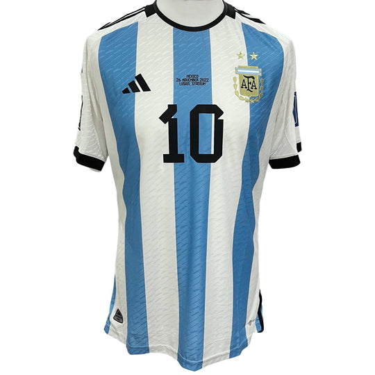 Lionel Messi Match Issued Adidas HEAT.RDY Shirt Argentina vs Mexico 2022 FIFA World Cup