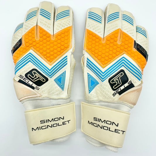 西蒙&middot;米格诺莱特比赛穿卖轴360精英水坎皮翁SMU守门员手套